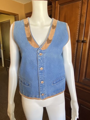 Womens Sap Man,  Denim Vest w/leather trim, size M, NWOT - Picture 1 of 6