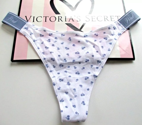 VICTORIA'S SECRET PINK set reggiseno e mutandine super push up VS cotone floreale denim blu - Foto 8 di 11