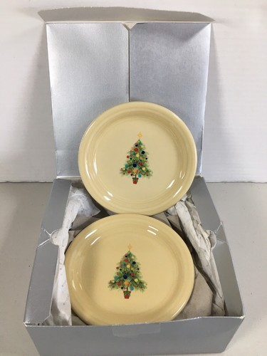 NWT 6 Fiesta Christmas Tree Ivory Appetizer Plates Set Of 6 Discontinued USA - Picture 4 of 6
