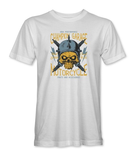 Champion Garage Motorrad Biker Totenkopf Herren/Unisex T-Shirt - Bild 7 von 7