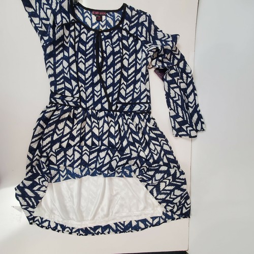 Rock & Roll Cowgirl Juniors Bell Sleeve Women Dress Allover Geometric Print Navy - Picture 12 of 12