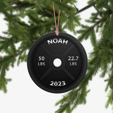 Personalized Weightlifting Ornament, Gym Christmas Ornament, Fitness Ornament