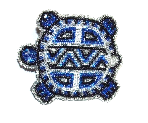 Beaded Turtle Barrette 3.5" W x 3" L  Leather Backed French Clip Regalia #29 - Picture 1 of 3