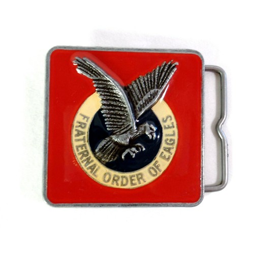 Belt Buckle Fraternal Order Of Eagles Men's Vintage Red Enamel Paint FOE - Picture 2 of 8