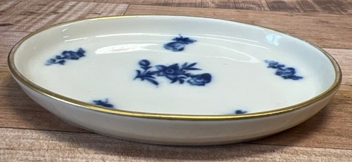 Vintage Schweizer Langenthal ovale Porzellan Schale mit blauem Blumenmuster & Goldrand - Bild 2 von 3