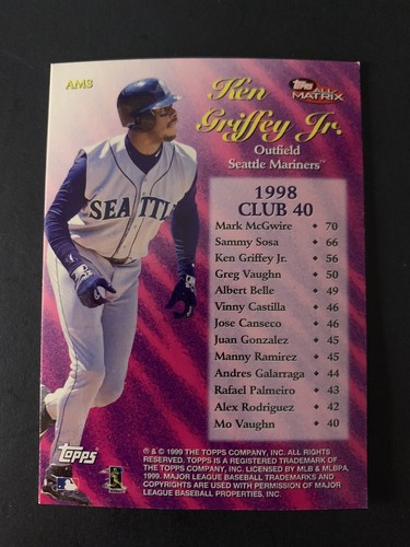 1999 Topps KEN GRIFFEY JR. ( ALL MATRIX CLUB 40 ) AM3 REFRACTOR SP MINT HOF - Bild 3 von 3