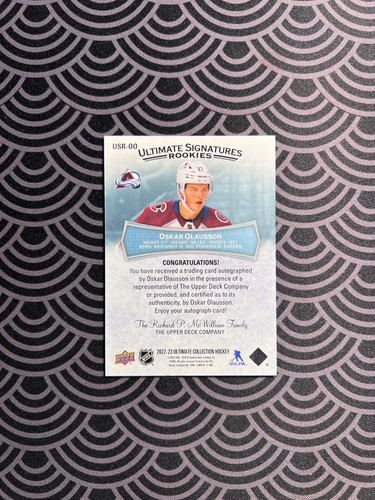 2023-24 UD Ultimate Hockey Ultimate Rookie Signatures #USR-00 Oskar Olausson - Picture 2 of 2