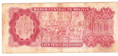 Bolivien hundert Pesos 1962 zirkuliert - Bild 2 von 2