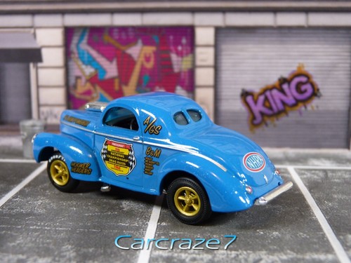 2022 M2 Machines Blue '41 Willys Coupe Gasser NHRA Rubber Tires Loose P1 - Picture 2 of 3