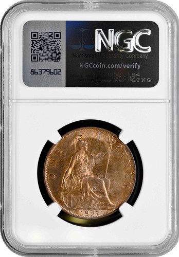 Great Britain 1 penny 1897, NGC MS63 RB, LOW SEA LEVEL, "Victoria (1838 - 1901)" - Picture 2 of 2