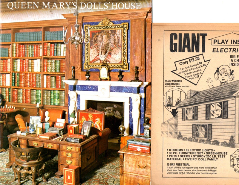 mini dolls paper lot:  Queen Mary's book+Doll House pattern +40 pages clippings