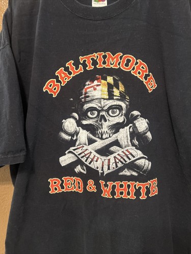 Camiseta de motociclista Hell’s Angels Baltimore roja y blanca Support Crew negra talla 3X - Imagen 2 de 4