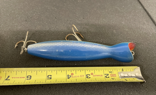 Rare 6" Vintage Stan Gibbs Botle Casting Swimmer Fishing Lure Wood Lure - Bild 20 von 21