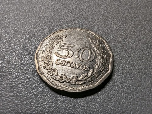 1970 Colombia 50 centavos moneda Francisco de Paula Santander - Imagen 2 de 2