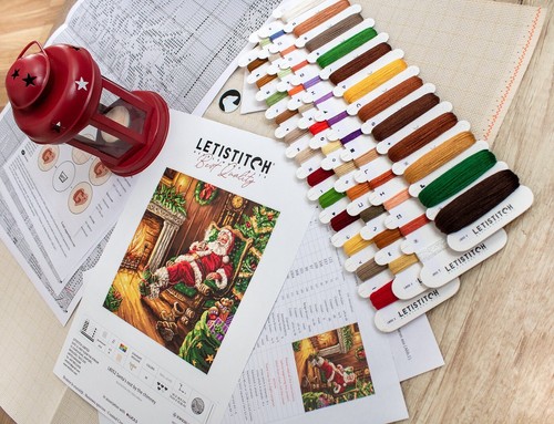 DIY Kreuzstich Kit Santa's Rest Nadelspitze Bastelset Stitching Art Set - Bild 10 von 14