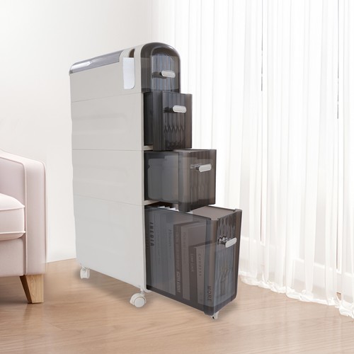 4-Tiers Bathroom Organizer Storage Cabinet Cabinet Narrow Slim Storage Drawers - Picture 17 of 18