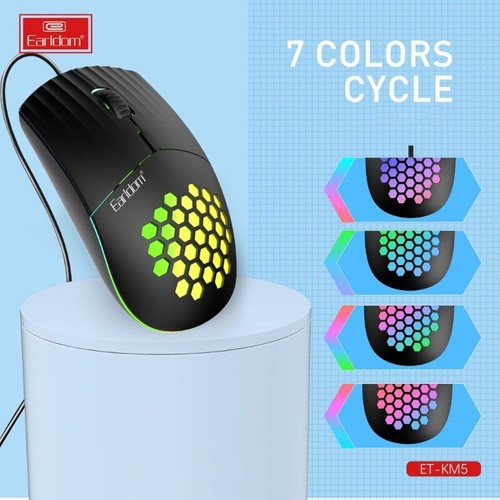 USB C Mouse with Colorful Lights for Type C Devices 1600DPI Gaming Mouse Corded - Picture 7 of 8
