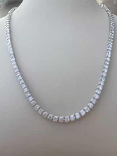 14K White Gold 14.68 Ct Lab-Grown Eternity Diamond Tennis Necklace, 16” NEW! - Picture 2 of 2