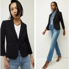 Veronica Beard Black Scuba Blazer Zip Pocket Single Button Jacket COREBSS1256 10