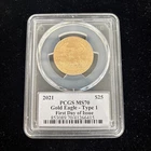 2021 $25 Gold Eagle T-1 PCGS MS70 FDOI- Signed By Cleveland- POP4