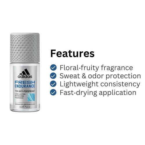 Adidas Fresh Endurance Women's Antiperspirant Roll-On Deodorant 50 ML x 12 - Picture 5 of 7