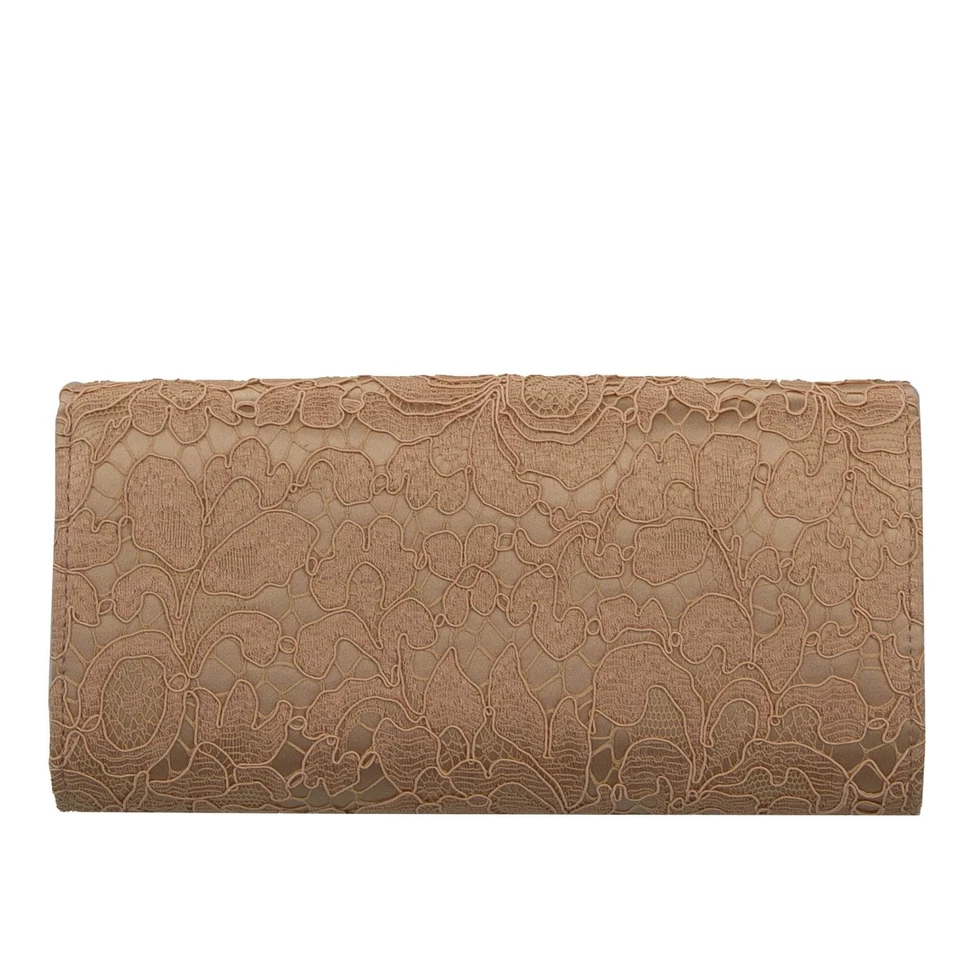 DOLCE & GABBANA Taormina Flower Lace DG Logo Satin Clutch Crossbody Bag Beige - Image 3 of 4