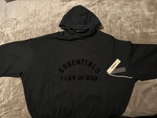NEW Fear of God Essentials Hoodie Jet Black Size Large 100% Authentic ✅