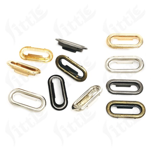 Oval Brass Shaped Metal Eyelets With Washer 8mm-30mm Silver Gold Gunmetal Bronze - Picture 2 of 18