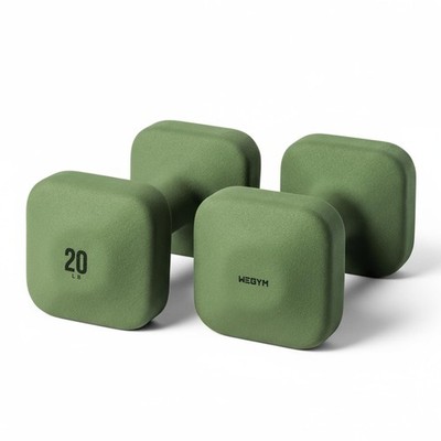 Square Dumbbells, Hand Weights for Home Gym, 20 lb Pair, Green