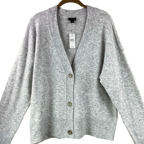 Ann Taylor Factory Cardigan Sweater Size XL New With Tags Gray - Picture 3 of 8