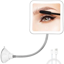 Flexible Gooseneck 30X Lighted Magnifying Mirror - Upgraded Rechargeable Make...