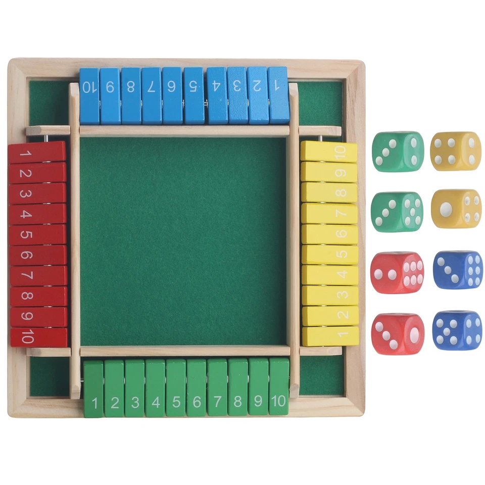 4-Spieler Shut The Box Würfelspiel Klappenspiel Brettspiel für Kinder Erwachsene - Bild 2 von 4