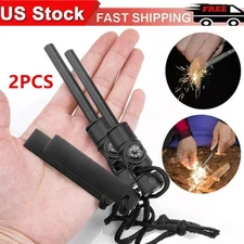 2X Fire Starter Flint Steel Striker Survival Kit Ferro Rod Camping Outdoor Tool