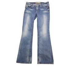 Big Star Maddie Mid Rise Bootcut Flare Jeans Women's Size 28R Blue Embellished