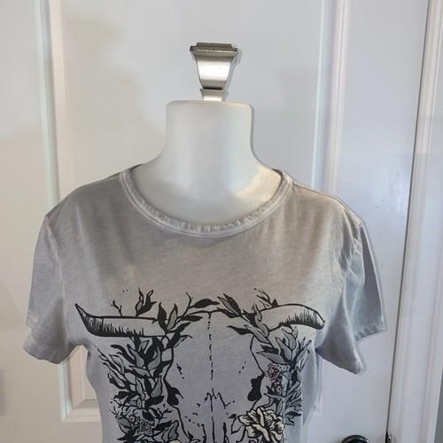 Camiseta Peruvian Connection Gráfica Vaca Scull Boho Manga Corta Talla Pequeña Gris - Imagen 3 de 13