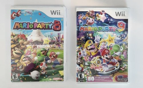 Nintendo Wii Mario Party 8 & 9  Complete In Box With Manuals - Tested