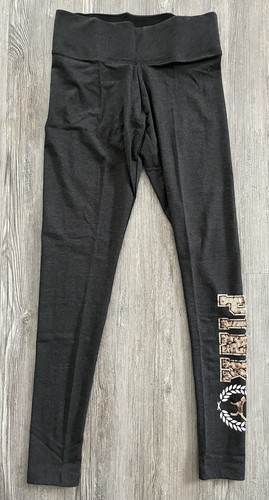 XS VICTORIA SECRET PINK Gold Bling Sequin Dark Gray Cotton Leggings NEW - Picture 5 of 5
