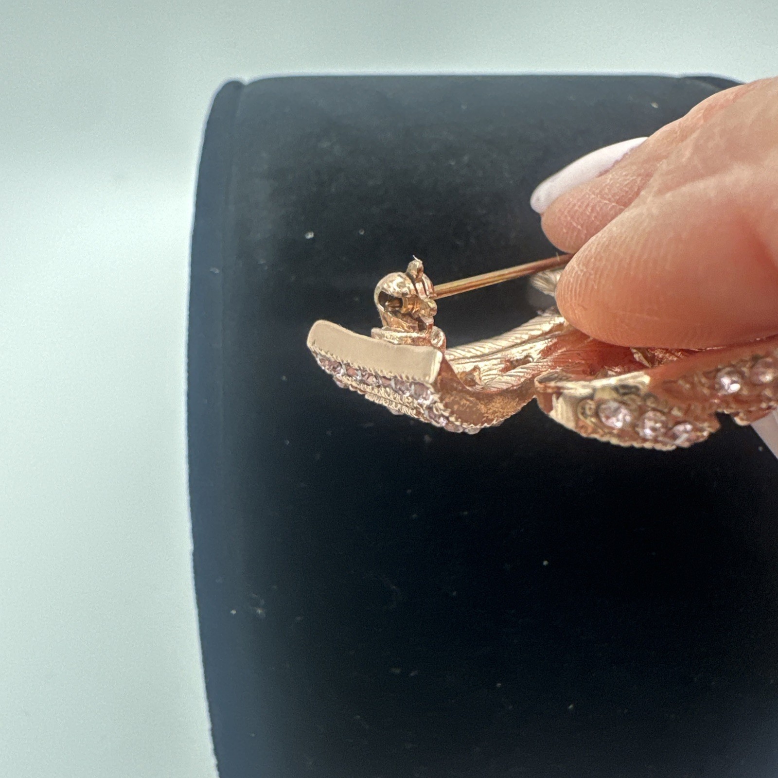 Kenneth Jay Lane Rose Pink Rhinestone Bow Pin Bro… - image 6