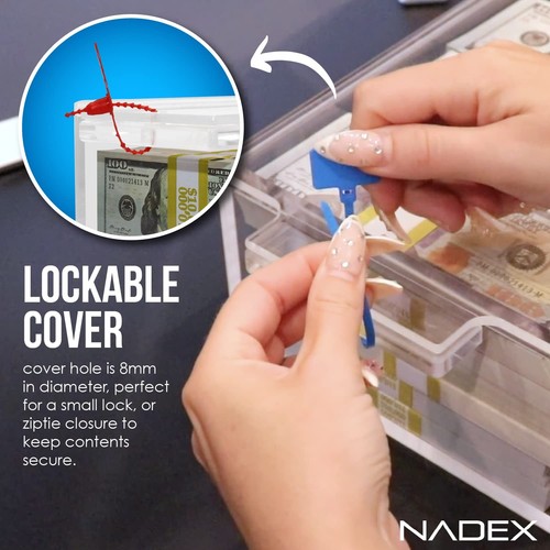 Caja de efectivo de acrílico transparente con cubierta deslizante - 5 mm de espesor de caja - 8 mm de bloqueo Hol... - Imagen 5 de 9