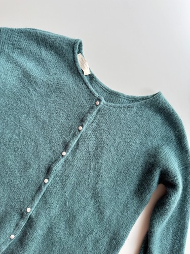 Suéter Cárdigan Tejido Alpaca SEZANE Gaspard Salvia Verde Azulado Niño Mohair Bebé, Talla S - Imagen 6 de 14
