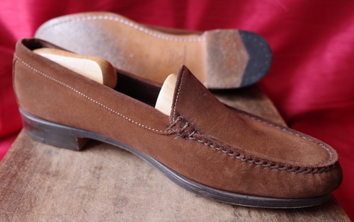 BUFFALO CREEK PLAIN~ FRONT APRON~ TOE SUEDE BROWN MENS LOAFER UK SIZE 10 - Picture 20 of 24