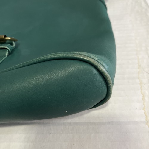 Vtg. Laura Ashley USA Purse Green Leather Flap Brass Shoulder HandBag Crossbody - Imagen 7 de 18