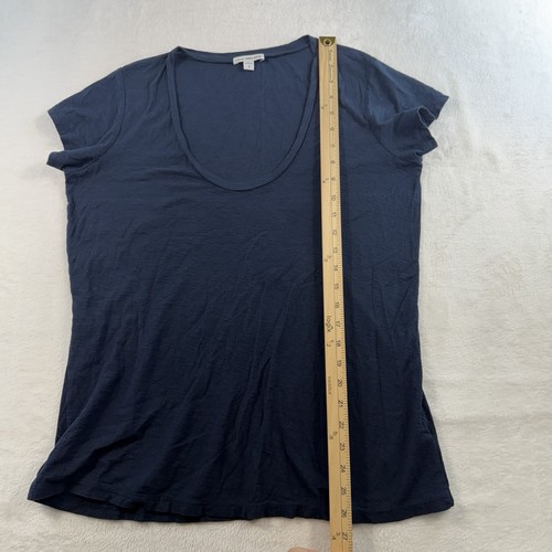 Standard James Perse 3 L T-Shirt Women Navy Blue V-Neck Cotton Modal Minimalist - Picture 8 of 11