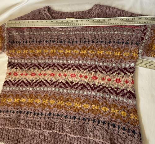 SUNDANCE FAIR ISLE LAMBSWOOL SWEATER WOMENS XL CREWNECK PULLOVER HALF SLEEVE 48" - Picture 17 of 21