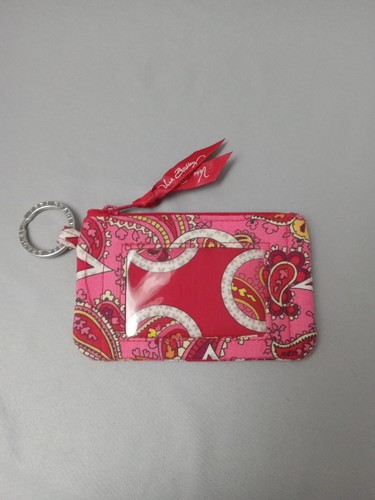 Vera Bradley Rosa Rot Mehrfarbig Paisley Ausweis Münze Kleingeld Geldbörse Portemonnaie - Bild 2 von 6