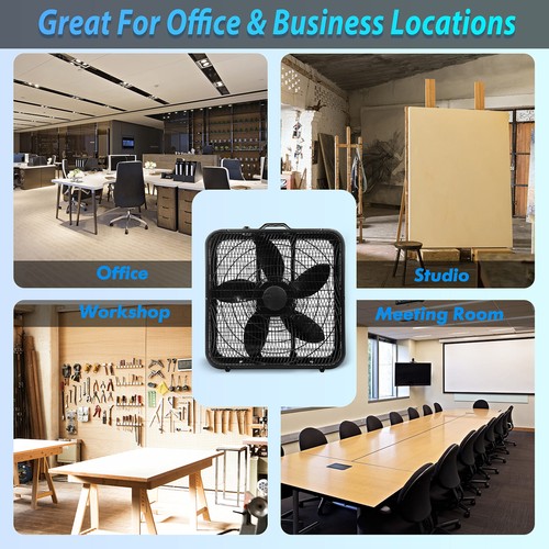 Comfort Zone Box Fan with Carry Handle, 20 inch, 3 Speed Full-Force Air Circu... - Picture 8 of 9