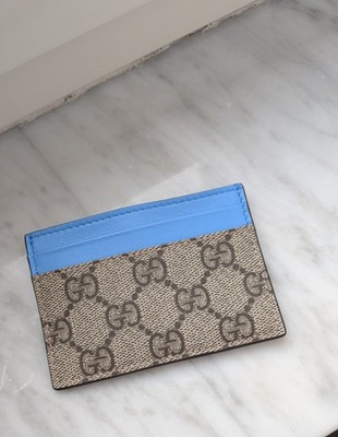 Gucci Kartenetui Emblem Stoff und Leder 5 Taschen
