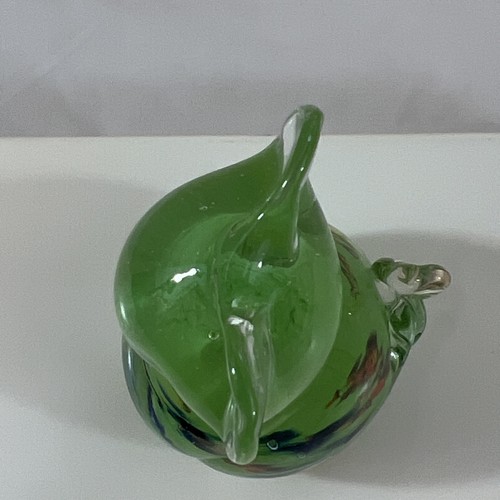 Glass Cat Figure Paperweight Coquelicot Quebec Art Clear Green Multi Streaks 3” - Picture 22 of 23