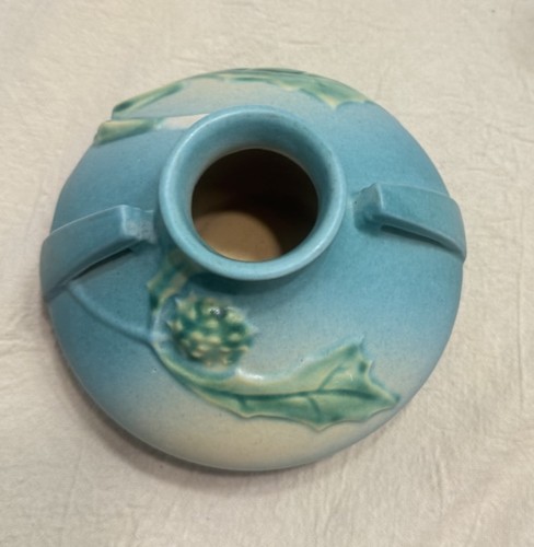 1937 Roseville Thornapple Blue/Turqoise/Green/ Cream Vase Vintage Art Pottery - Picture 3 of 5