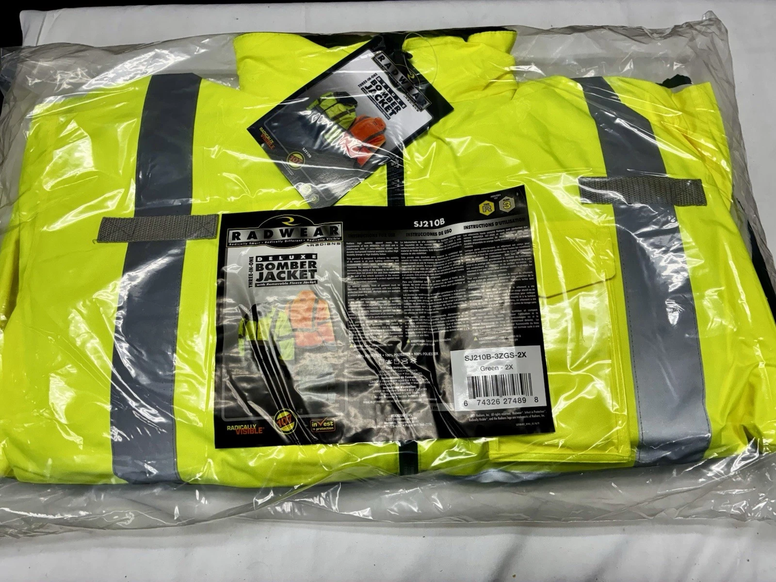 Radwear Deluxe Hi-Visibility Bomber Jacket – Size 2X (XXL) image 1